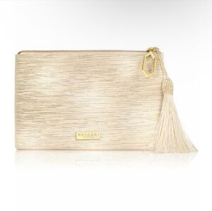 Bulgari Cream and Gold Wristlet with Textured Design